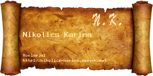 Nikolics Karina névjegykártya